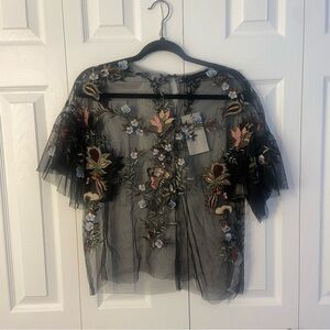 NWT Zara Embroidered Mesh Shop